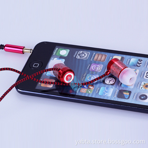 Yabta Laser CLOUD Pattern Stereo Metal Case Earphone Wired Braided Eaphone